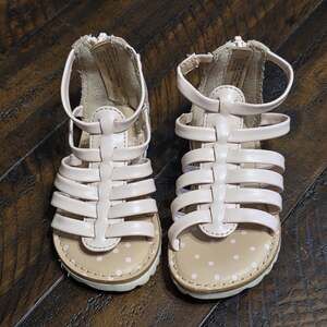 Cat & Jack Girls Size 5 Blush Pink Gladiator Sandals Strappy Back Zip Shoes